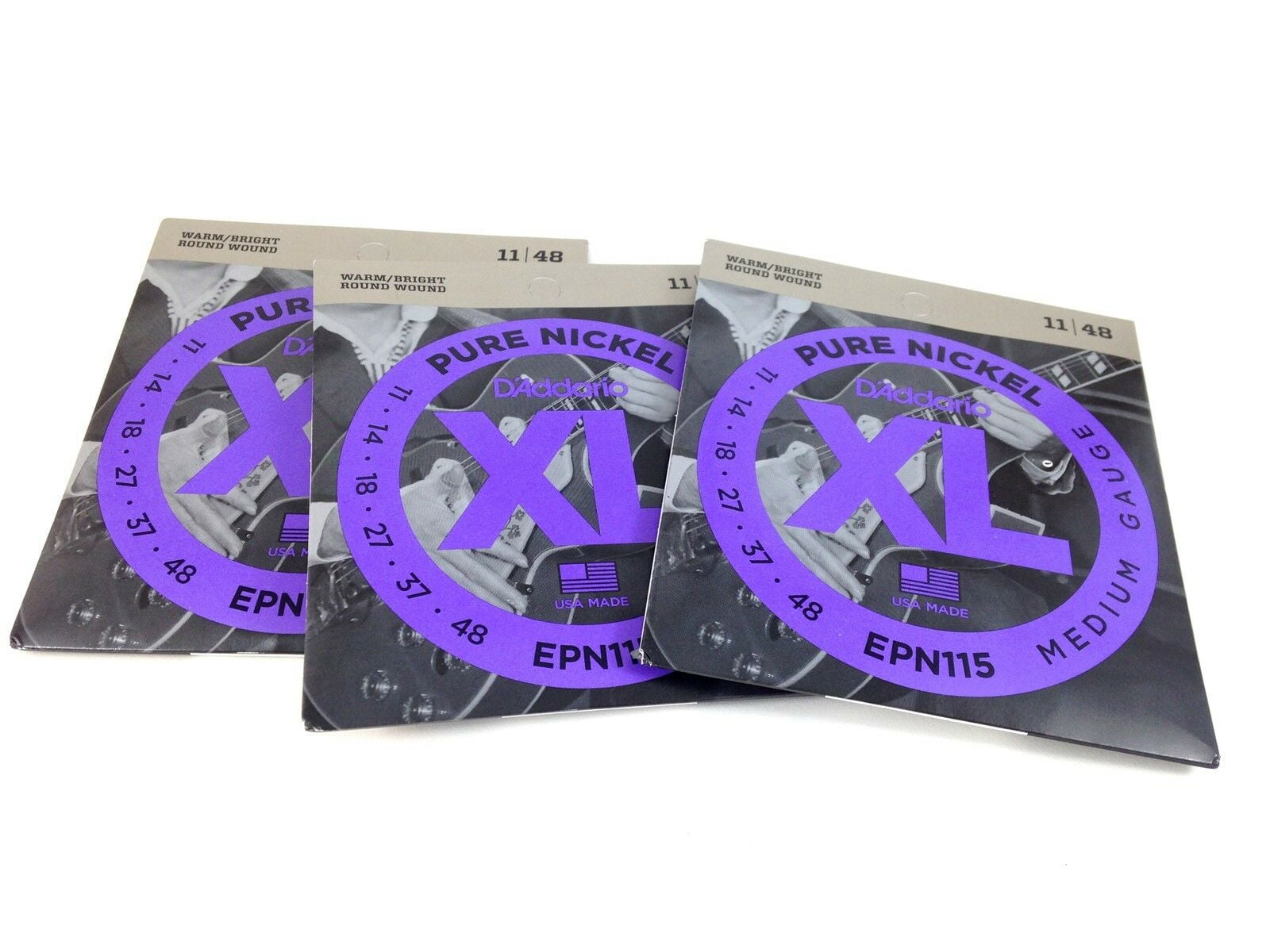 D'addario Guitar Strings 3 Pack EPN115 Pure Nickel Electric Medium