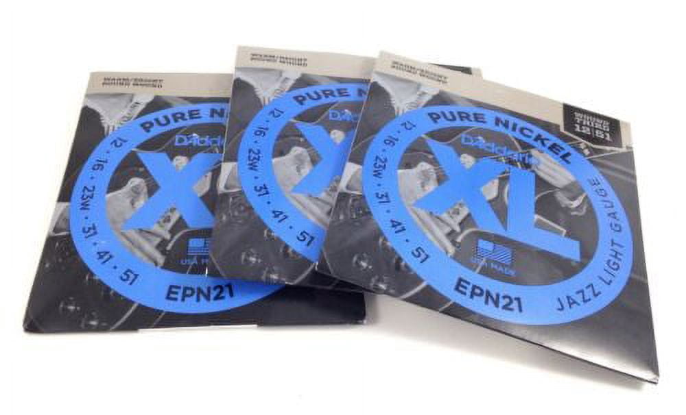 D'addario Guitar Strings  3 Pack  EPN21  Pure Nickel  Jazz Light