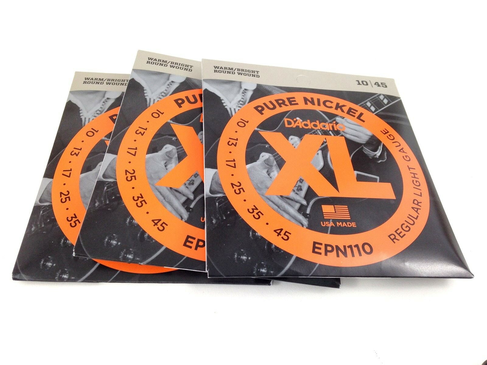 D'addario Guitar Strings 3 Pack Electric EPN110 Pure Nickel