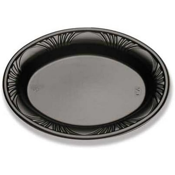 D and W Fine Pack Plastic Black Deep Oval Platter, 8 x 11 inch - 500 per case.