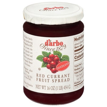 D'arbo All Natural Fruit Spread, Seedless Fine Red Currant, 16 Ounce