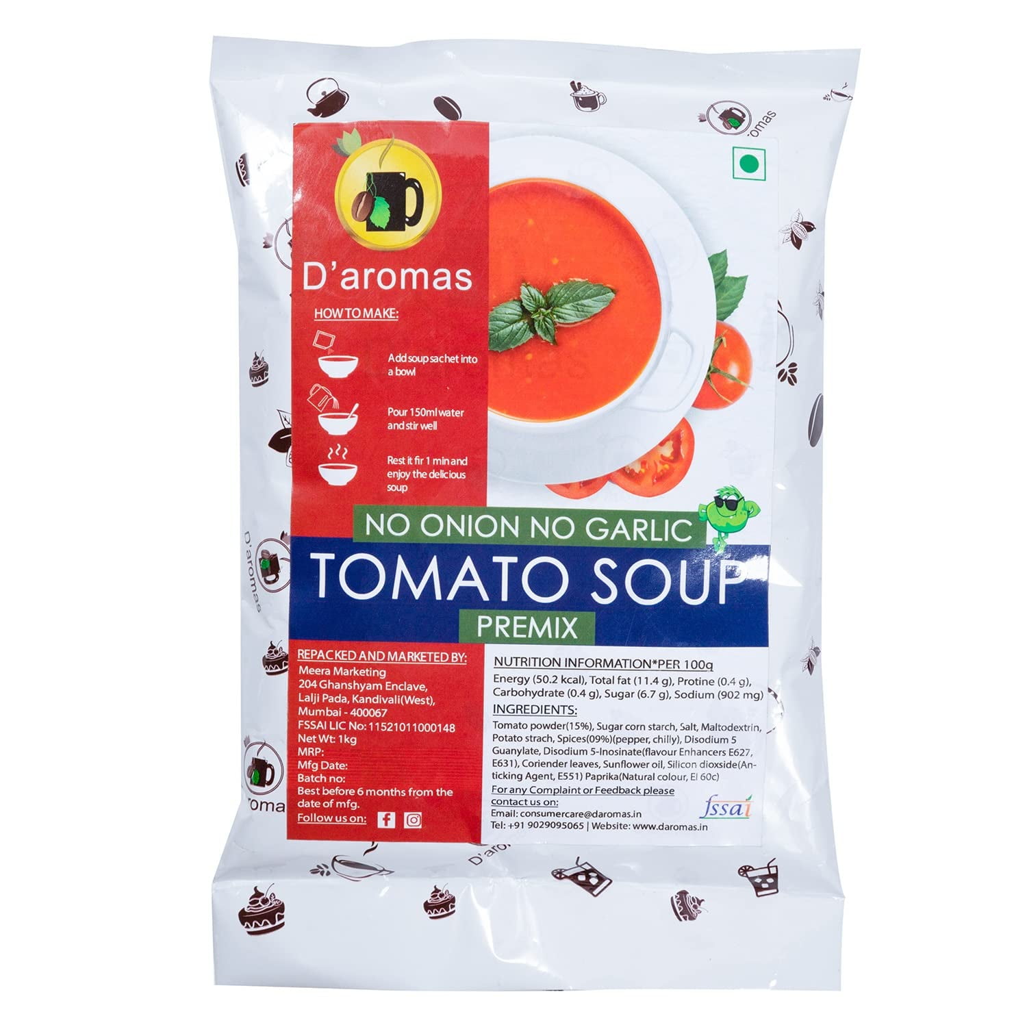 D'aromas Healthy Instant Jain Tomato Soup 1kg, Instant Premix Mix