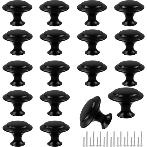 D-buy 24 Piece Drawer Hardware - Black 30mm Cabinet Knobs & Pulls for Dressers & Kitchens with Screw