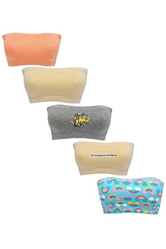 Girls Bandeau Tube Bras Non Padded Soft, Comfortable & Stretchable Bra for Teens 12-14 Years