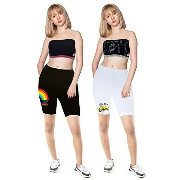 D'chica Pack of 4 Cotton Girls Cycling Shorts and Crop Training Bras Clothing Set - Athleisure Wear for Teenagers