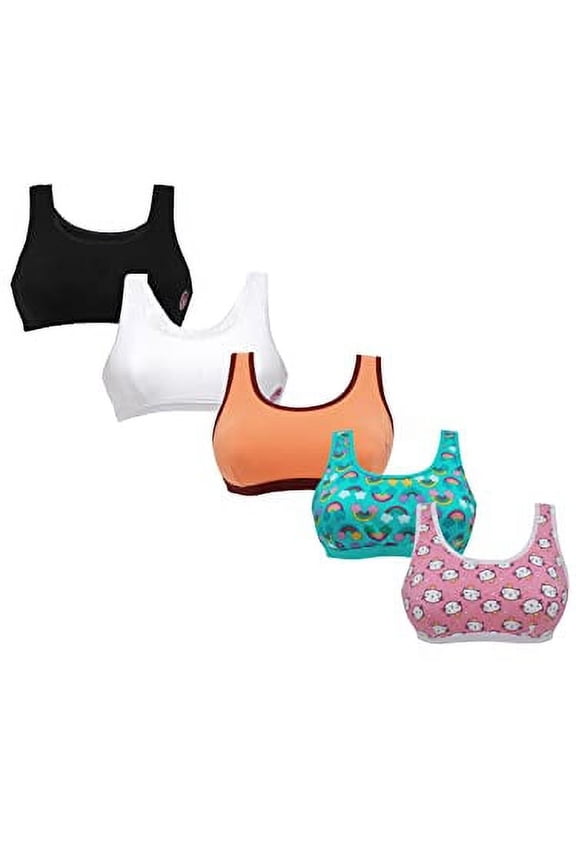 Training Sports Bra Wide Strap, Non Padded, Regular Fit Athleisure Bras for 8-10 Years