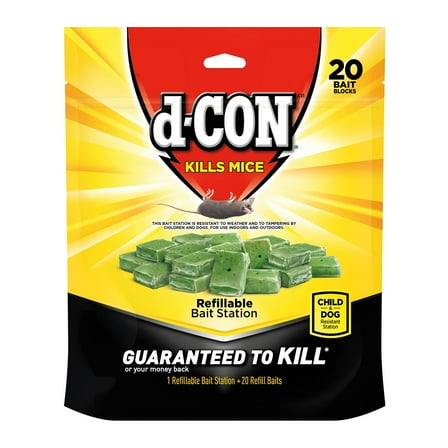 D-con Refillable Mouse Poison Bait Station, 20 Bait Refills
