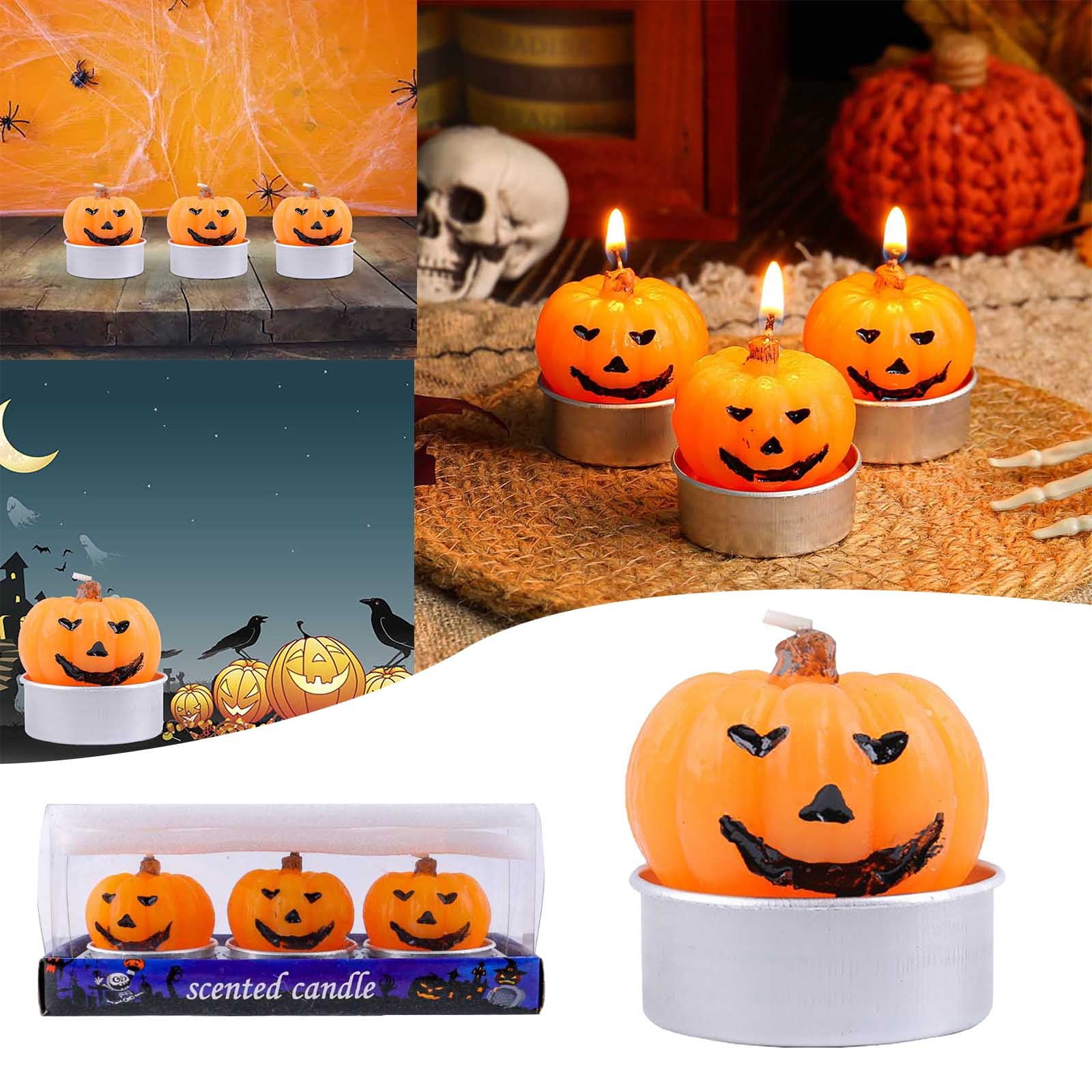 Décor Candle Holders Pumpkin Themed Party Battery Operated Tea Light ...