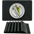 thumbnail image 1 of More Décor Faux Leather Placemats for Dining and Kitchen Table - Stain and Heat Resistant, Anti-Slip, Wipable and Washable - Set of 4 and 6 - Solid Colors (Solid Black , 6), 1 of 6
