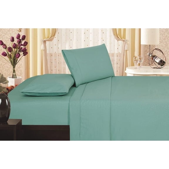 Dcor&More 1800 Series Queen Size 4 Piece Vine Embossed Sheet Set - Turquoise