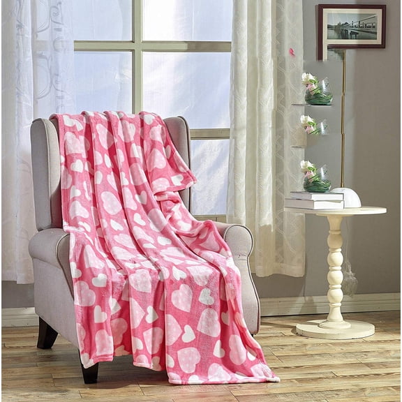 Heart Blanket – Ultra Soft Microplush Throw 50"x60" | Cozy Love Theme Gift for Couch, Bed, Travel, Valentine’s Day & More | Washable | Whimsical Hearts