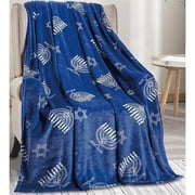 D cor&More Maccabbee Collection Microplush Holiday Throw Blanket 60" x 50" - Hanukkah Menorah