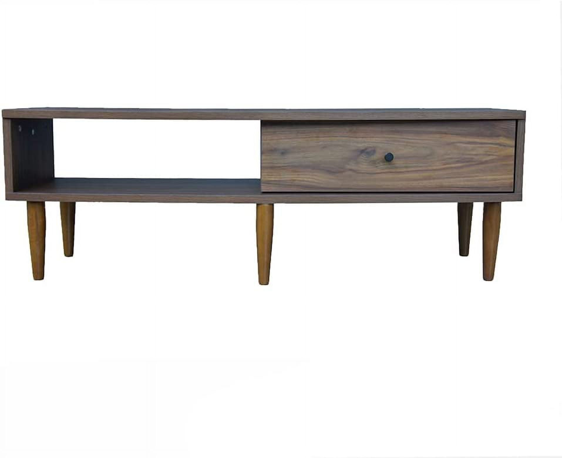 Walnut Mid-Century Modern TV Stand with Drawer