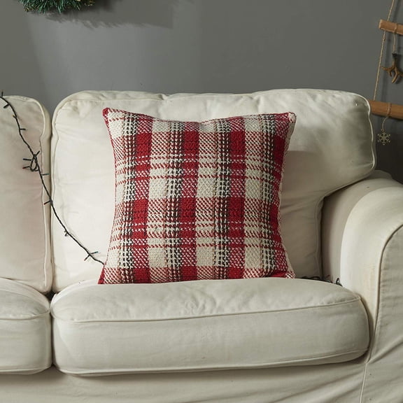 Dcor Ur Space Retro Plaid Tartan Pillow Case Winter Farmhouse Cushion Covers for Sofa Bed Red