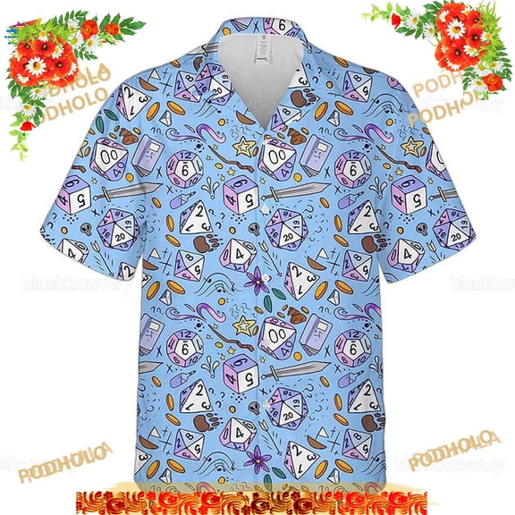D d Funny Hawaiian Shirt, Dnd Button Up Shirt, Dnd Hawaii Shirt, Dungeons And Dragons