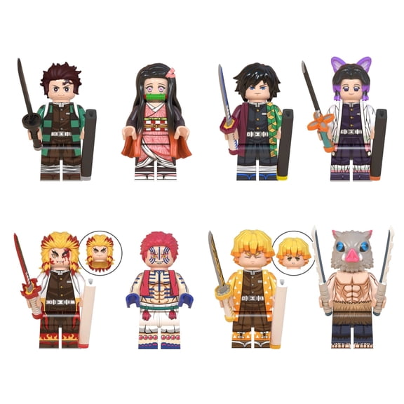 D-e-m-o-n S-l-a-y-e-r Minifigures Cartoon Character Block Construction Adventure Gift for Anime Fans Collectors A