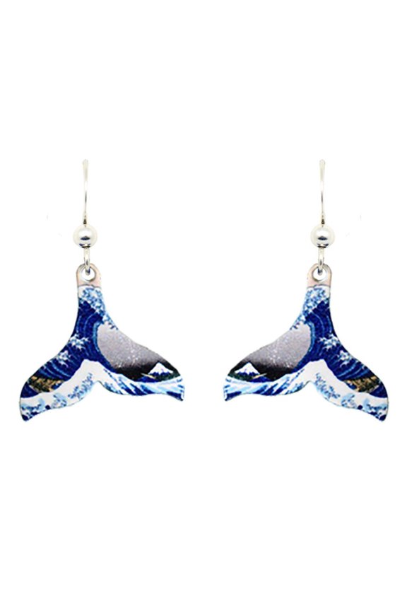 Great Wave Whale Tail Earrings #1566 by d'ears