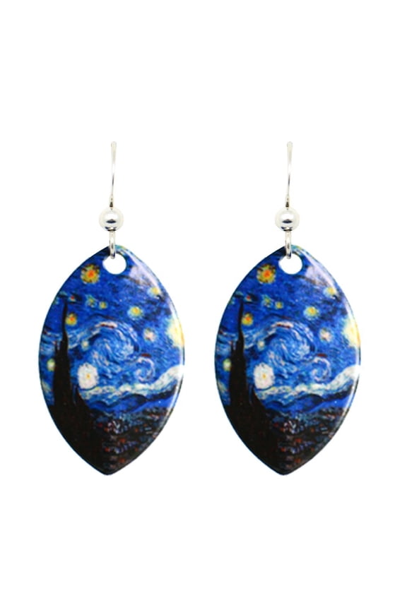 Starry Night Van Gogh Earrings by d'ears Non-Tarnish Sterling Silver French Hook Ear Wire