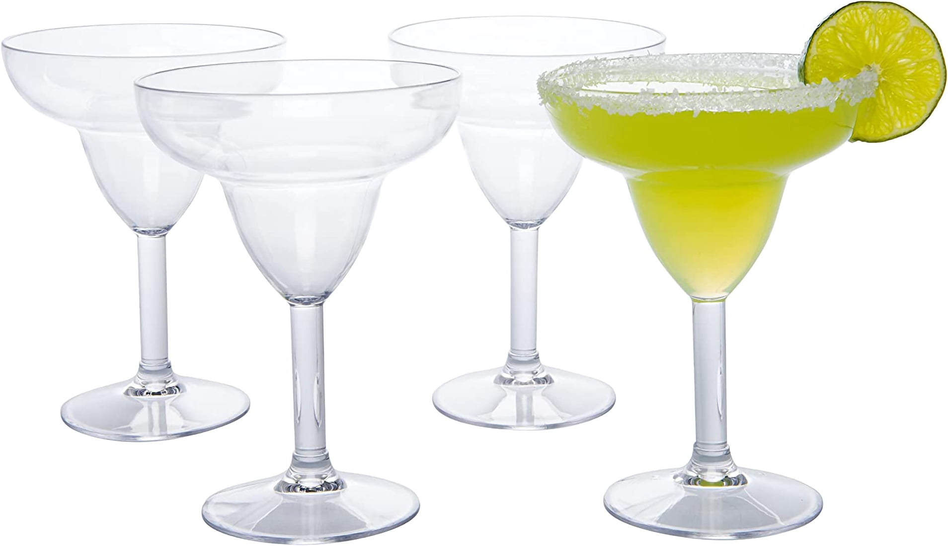 D'eco Unbreakable Stemmed Margarita Glasses, 12oz (Set of 4)- 100% Tritan- Shatterproof, Reusable, Dishwasher Safe Indoor Outdoor Drinkware - Perfect for Cinco De Mayo Parties