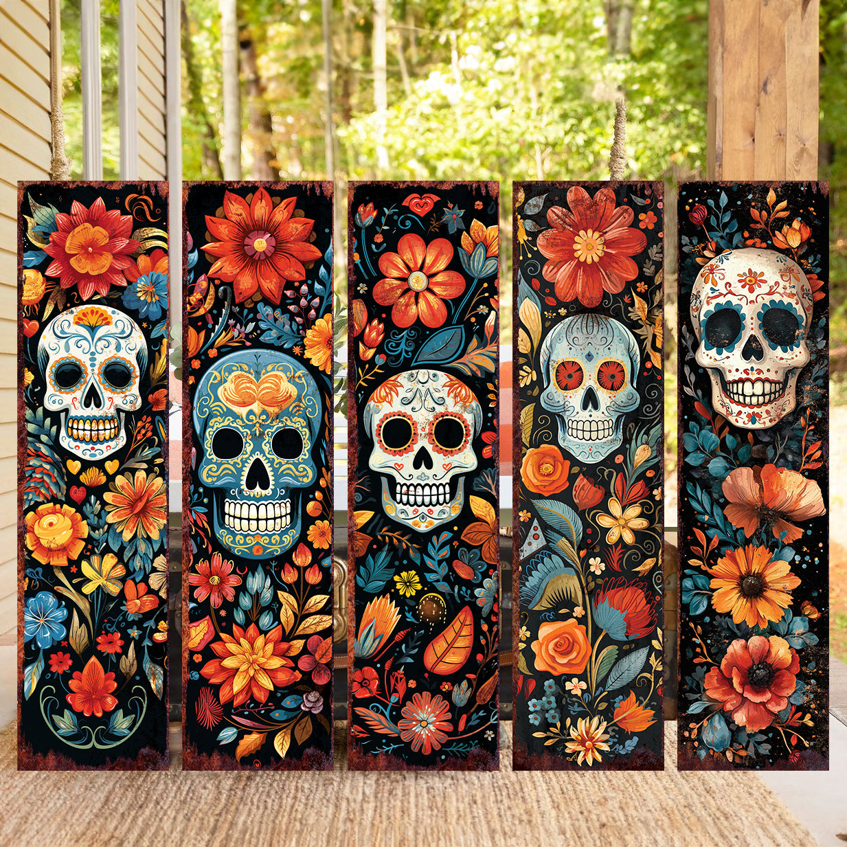 Día De Los Muertos Sugar Skull Porch Sign – Day of the Dead Front Porch ...