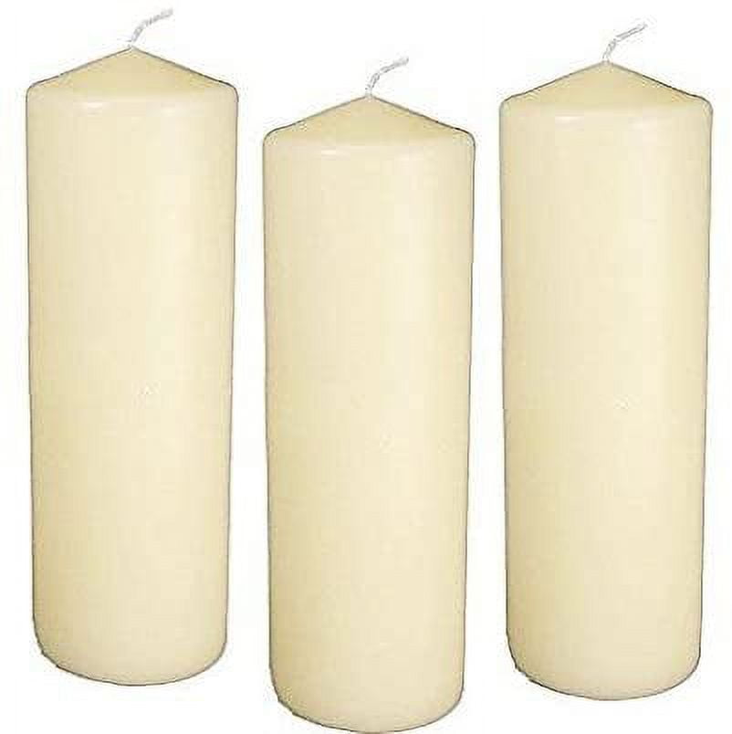 Ivory 8-Inch Dripless Unscented Pillar Candles Set of 12