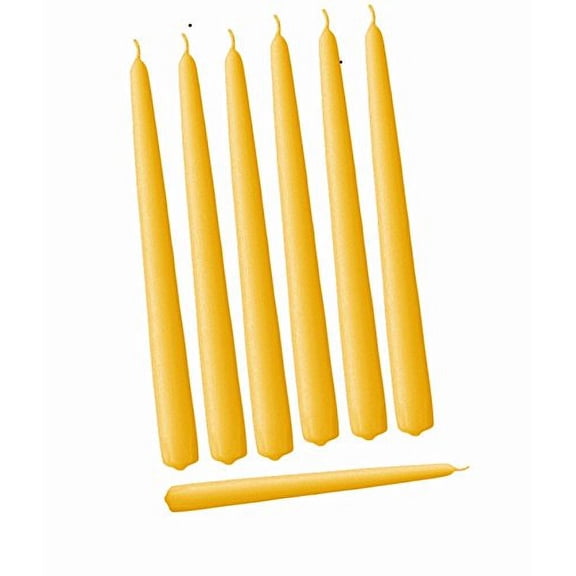 D'light Online Elegant Individually Cello Wrapped 12" Autum Yellow Dripless Smokeless Taper Candles - (144 Pieces Of The Same Color Per Case)