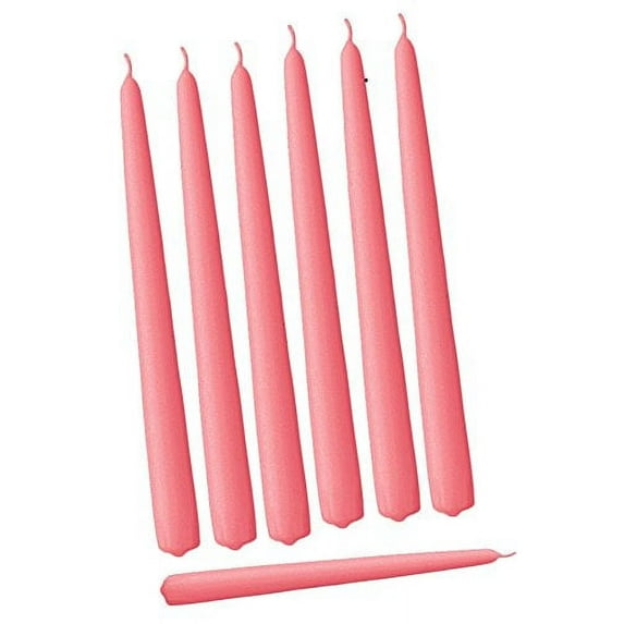 D'light Online Elegant Taper Candles Dripless and Smokeless Set of 144 Individually Wrapped 10 Inch Coral