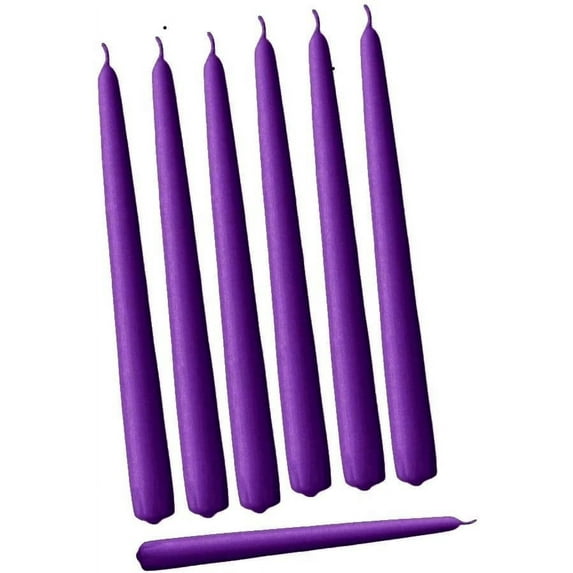 D'light Online Elegant Taper Candles Dripless and Smokeless Set of 144 Individually Wrapped 10 Inch Purple