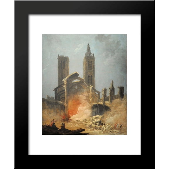 Dmolition de l'glise Saint-Jean-en-Grve - Muse Carnavalet 20x24 Framed Art Print by Hubert Robert