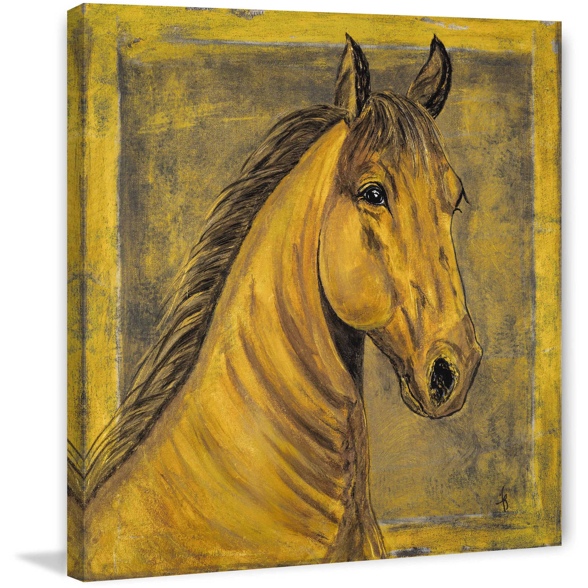 "D'oro Palomino Horse" Painting Print on Wrapped Canvas