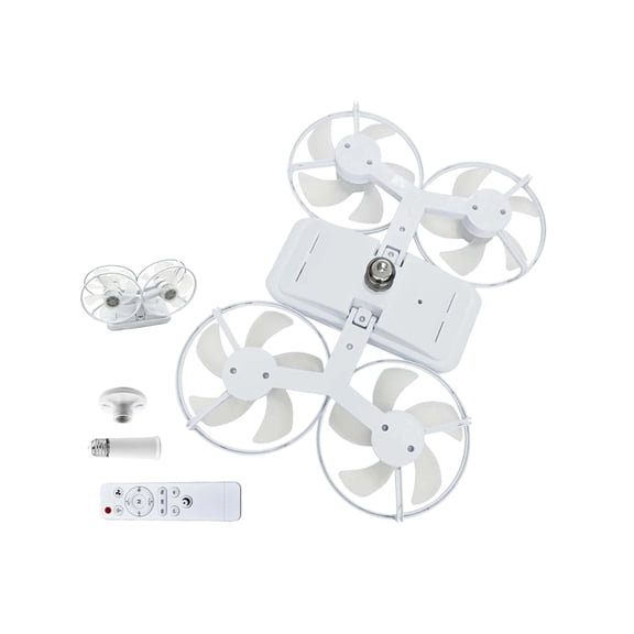 D_r_o_n_e-Style LED Ceiling Fan Light, Modern Screw-In Fan Light with Remote Control, E27 Base, 3 Color Temperatures, Quiet Airflow for Bedroom, Living Room, Office, 1PC