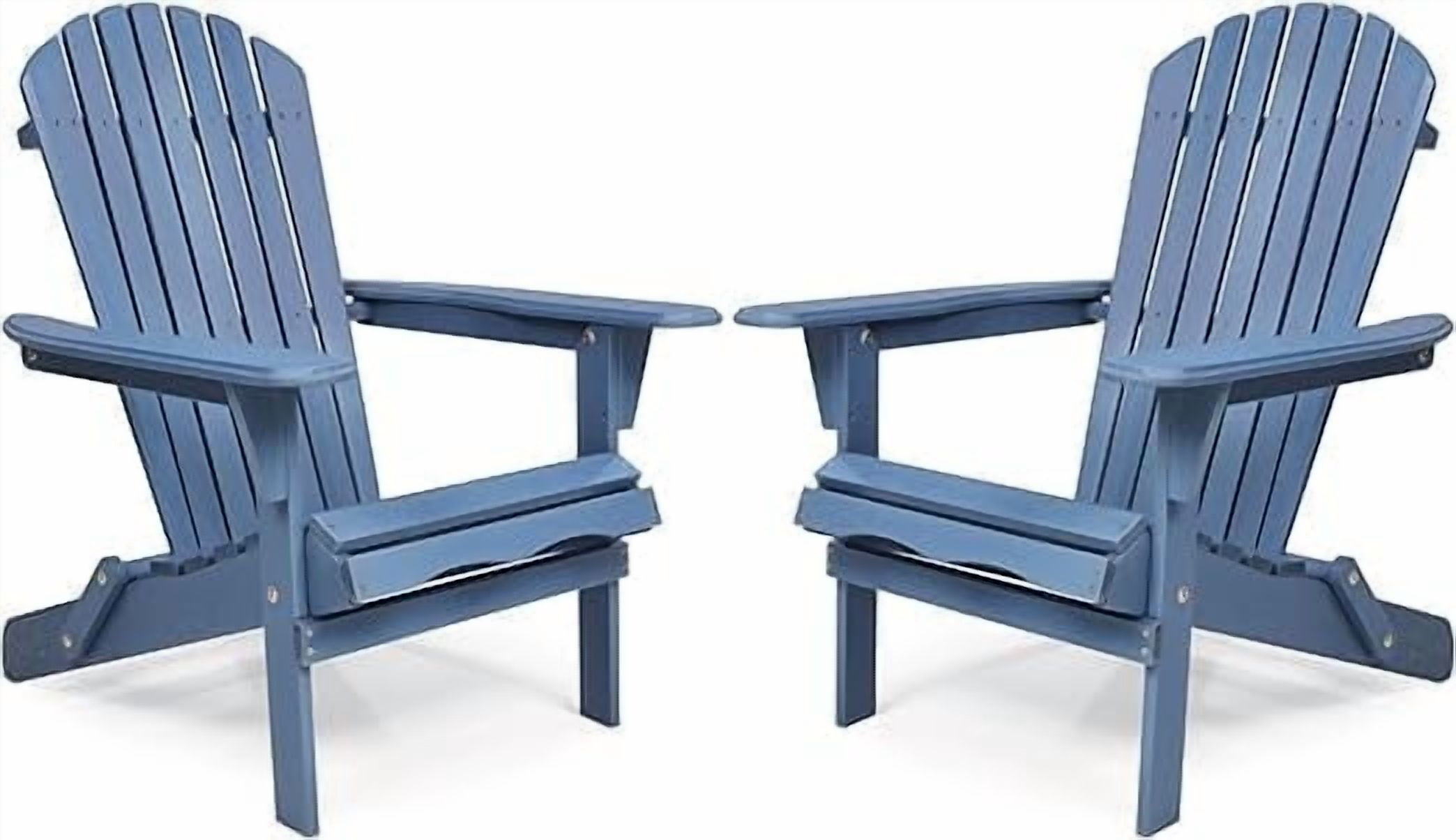 D-road Half Pre-Assembled Folding Adirondack Chair, Set of 2, Outdoor Wood Patio Chair for Backyard/Pool/Beach,Dark Blue