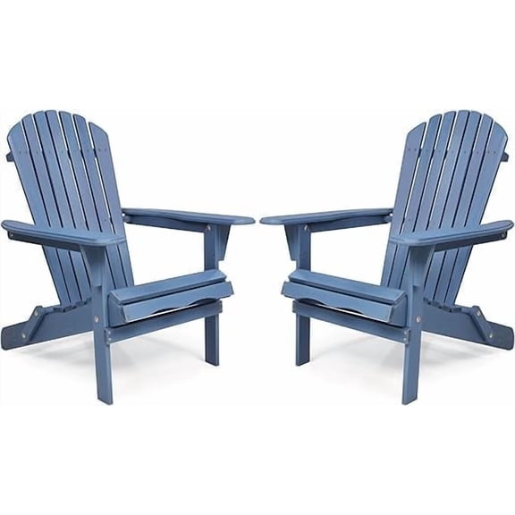 D-road Half Pre-Assembled Folding Adirondack Chair, Set of 2, Outdoor Wood Patio Chair for Backyard/Pool/Beach,Dark Blue