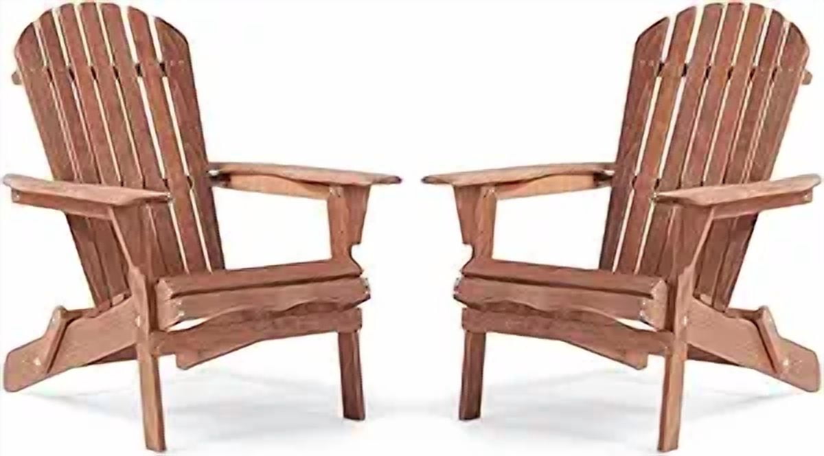 D-road Half Pre-Assembled Folding Adirondack Chair, Set of 2, Outdoor Wood Patio Chair for Backyard/Pool/Beach,Dark Brown