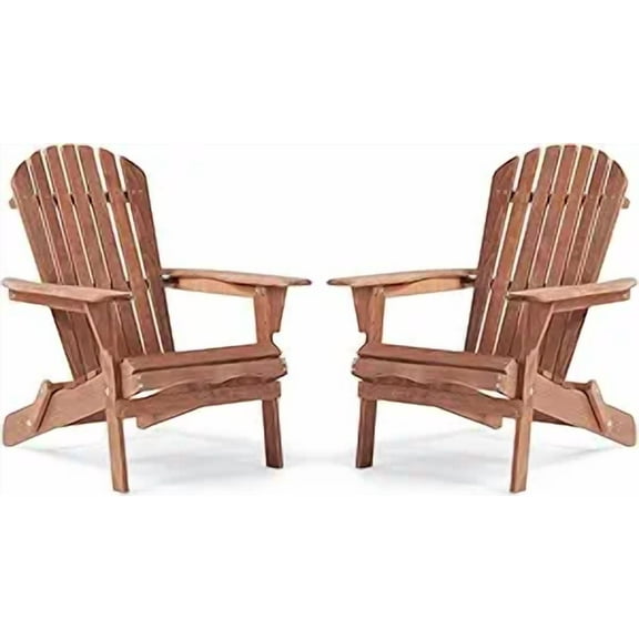 D-road Half Pre-Assembled Folding Adirondack Chair, Set of 2, Outdoor Wood Patio Chair for Backyard/Pool/Beach,Dark Brown