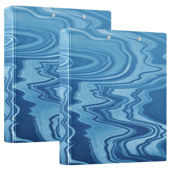 D-shaped Binder with 3 Ring - PVC Waterproof 1.5 in Binder with Clear Pocket, Abstract- Blue ，1 pack