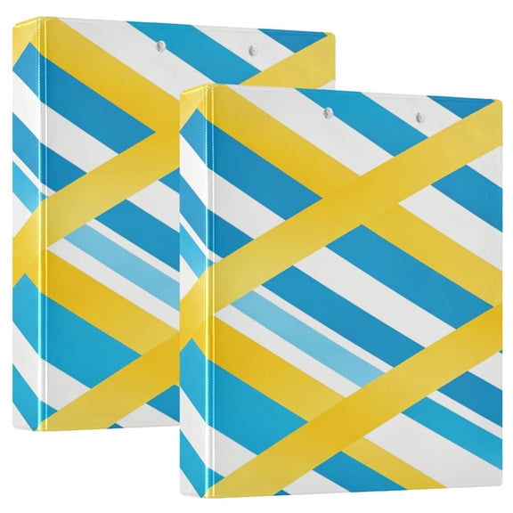 D-shaped Binder with 3 Ring - PVC Waterproof 1.5 in Binder with Clear Pocket, Blue Yellow Plaid ,1 pack