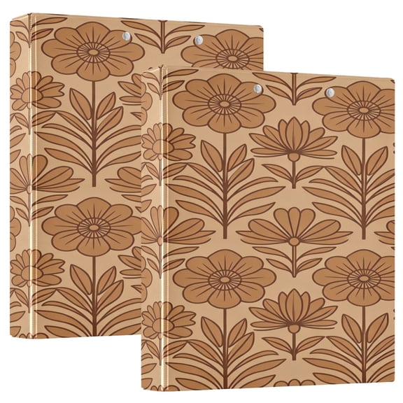 D-shaped Binder with 3 Ring - PVC Waterproof 1.5 in Binder with Clear Pocket, Boho Floral Line Art ,1 pack