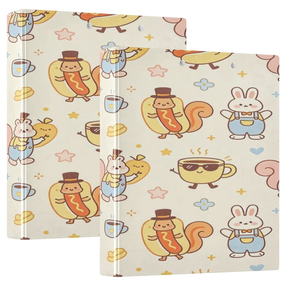 D-shaped Binder with 3 Ring - PVC Waterproof 1.5 in Binder with Clear Pocket, Bunny-squirrel Art ,1 pack