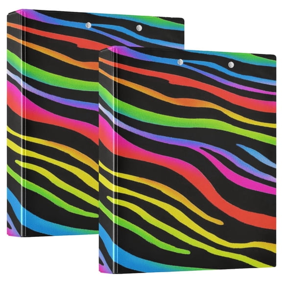 D-shaped Binder with 3 Ring - PVC Waterproof 1.5 in Binder with Clear Pocket, Colorful Stripes ，1 pack