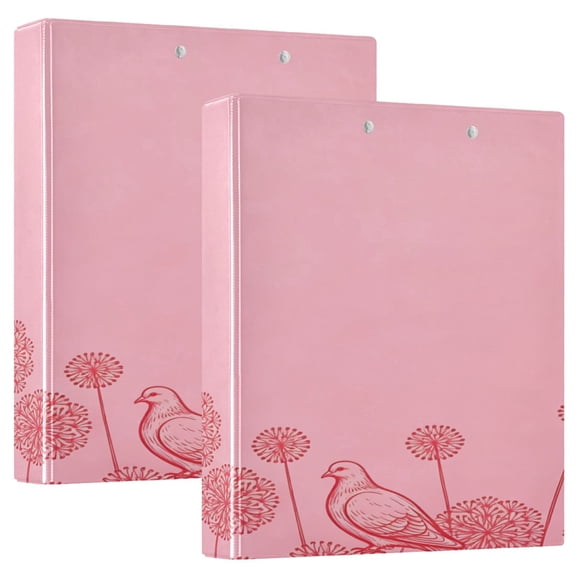 D-shaped Binder with 3 Ring - PVC Waterproof 1.5 in Binder with Clear Pocket, Dandelion-pink ,1 pack