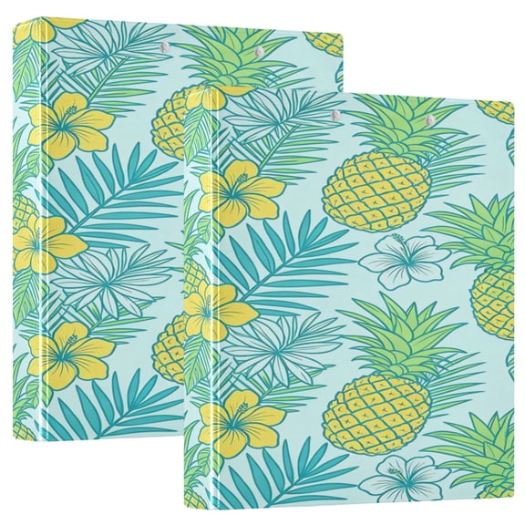 D-shaped Binder with 3 Ring - PVC Waterproof 1.5 Inch Binder with Clear Pocket, Hawaiian Pattern 5 ，1 pack