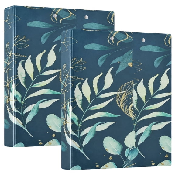 D-shaped Binder with 3 Ring - PVC Waterproof 1.5 in Binder with Clear Pocket, Leafage- Green ，1 pack