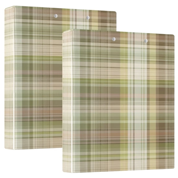D-shaped Binder with 3 Ring - PVC Waterproof 1.5 in Binder with Clear Pocket, Light Green Check Pattern ,1 pack