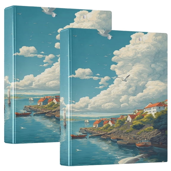D-shaped Binder with 3 Ring - PVC Waterproof 1.5 in Binder with Clear Pocket, Port Pattern ,1 pack
