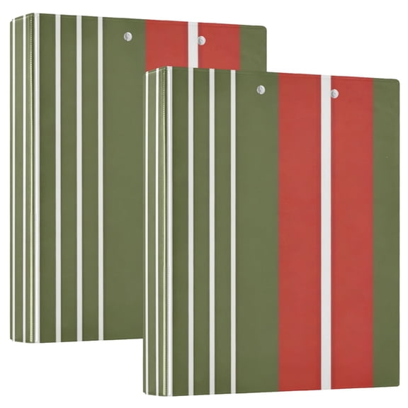 D-shaped Binder with 3 Ring - PVC Waterproof 1.5 in Binder with Clear Pocket, Red Green Stripes ,1 pack