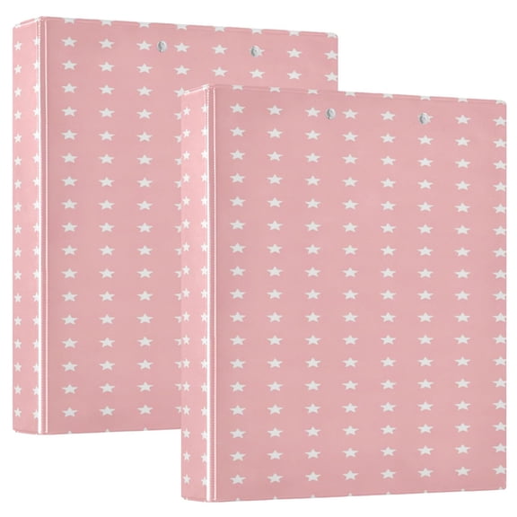 D-shaped Binder with 3 Ring - PVC Waterproof 1.5 in Binder with Clear Pocket, Star- Pink4 ,1 pack