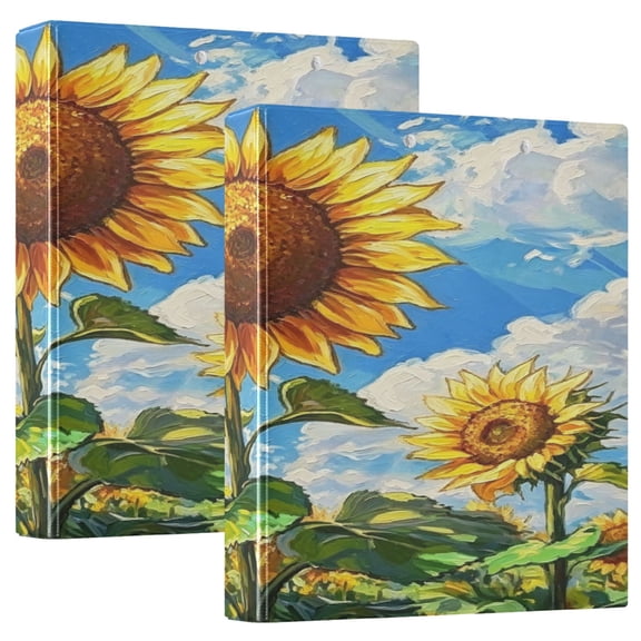 D-shaped Binder with 3 Ring - PVC Waterproof 1.5 in Binder with Clear Pocket, Sunny Blooms ，1 pack