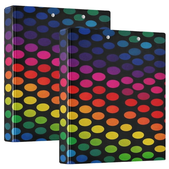 D-shaped Binder with 3 Ring - PVC Waterproof 1.5 in Binder with Clear Pocket, The Presented Colorful Dots ,1 pack
