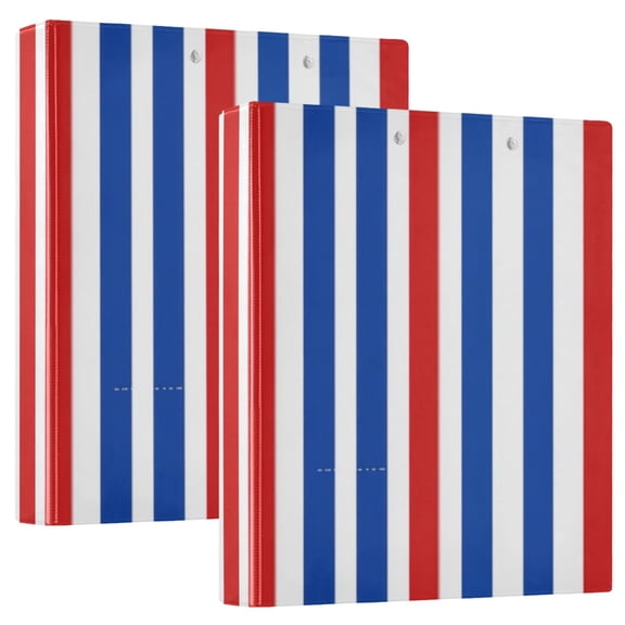 D-shaped Binder with 3 Ring - PVC Waterproof 1.5 in Binder with Clear Pocket, Three-color Vertical Stripes ,1 pack